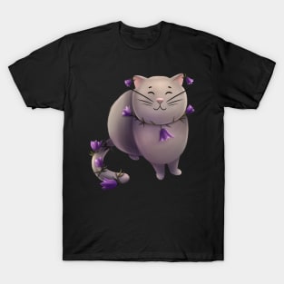 Cat with campanula flowers T-Shirt